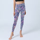 Purple Pink Cashew Flower Print Gym Fitness Leggings Women's Yoga Pants