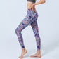 Purple Pink Cashew Flower Print Gym Fitness Leggings Women's Yoga Pants