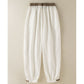 Plain Cotton Drawstring Women's Harem Pants With Pockets