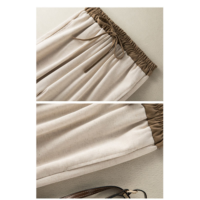 Plain Cotton Drawstring Women's Harem Pants With Pockets