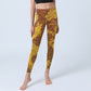 Golden Dragon Flowers Print Gym Leggings Women's Yoga Pants