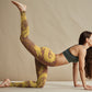 Golden Dragon Flowers Print Gym Leggings Women's Yoga Pants