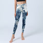 Blue Lily Flowers Watercolor Texture Print Gym Leggings Women's Yoga Pants