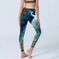 Blue Peacock Colorful Feathers Print Gym Leggings Women's Yoga Pants