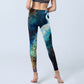 Blue Peacock Colorful Feathers Print Gym Leggings Women's Yoga Pants