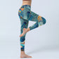 Blue Dragon Auspicious Clouds Print Gym Leggings Women's Yoga Pants
