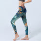 Blue Dragon Auspicious Clouds Print Gym Leggings Women's Yoga Pants