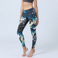 Blue Butterfly Water Waves Moon Print Gym Leggings Women's Yoga Pants