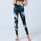 Blue Butterfly Water Waves Moon Print Gym Leggings Women's Yoga Pants