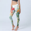 Green Koi Fish White Lotus Water Ripples Print Gym Leggings Women's Yoga Pants