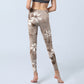 White Brown Flowers Pattern Gym Leggings Women's Yoga Pants