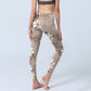 White Brown Flowers Pattern Gym Leggings Women's Yoga Pants