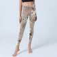 White Brown Flowers Pattern Gym Leggings Women's Yoga Pants