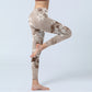 White Brown Flowers Pattern Gym Leggings Women's Yoga Pants