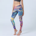 Whales Swallows Waves Print Gym Leggings Women's Yoga Pants