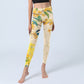 Yellow Osmanthus Fragrans Rapeseed Print Gym Leggings Women's Yoga Pants