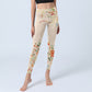 Apricot Butterfly Peony Flowers Leaves Print Gym Leggings Women's Yoga Pants