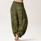 Cotton Mountain Moon Auspicious Clouds Pattern Women's Elastic Waist Harem Pants