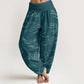 Cotton Mountain Moon Auspicious Clouds Pattern Women's Elastic Waist Harem Pants