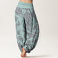 Cotton Birds Trees Branches Pattern Women's Elastic Waist Harem Pants