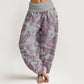Cotton Birds Trees Branches Pattern Women's Elastic Waist Harem Pants