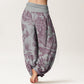 Cotton Birds Trees Branches Pattern Women's Elastic Waist Harem Pants