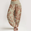 Cotton Birds Trees Branches Pattern Women's Elastic Waist Harem Pants