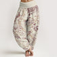 Cotton Birds Branches Flowers Pattern Women's Elastic Waist Harem Pants