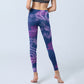 Purple Dragon Phoenix Flowers Print Gym Leggings Women's Yoga Pants