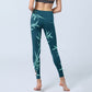 Lush Turquoise Bamboo Panda Pattern Gym Leggings Women's Yoga Pants