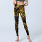 Golden Dragon Print Gym Leggings Women's Yoga Pants