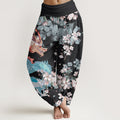 Cotton Casual Dragon Cherry Blossoms Women's Elastic Waist Harem Pants