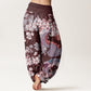 Cotton Casual Dragon Cherry Blossoms Women's Elastic Waist Harem Pants