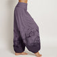 Cotton Wild Grass Pattern Women's Elastic Waist Harem Pants