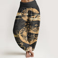 Cotton Auspicious Clouds With Snake Pattern Women's Elastic Waist Harem Pants