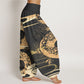 Cotton Auspicious Clouds With Snake Pattern Women's Elastic Waist Harem Pants