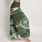 Cotton Auspicious Clouds With Snake Pattern Women's Elastic Waist Harem Pants