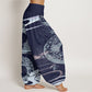 Cotton Auspicious Clouds With Snake Pattern Women's Elastic Waist Harem Pants