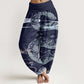 Cotton Auspicious Clouds With Snake Pattern Women's Elastic Waist Harem Pants
