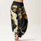Cotton Cranes Flowers Auspicious Clouds pattern Women's Elastic Waist Harem Pants