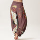 Cotton Cranes Flowers Auspicious Clouds pattern Women's Elastic Waist Harem Pants