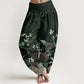 Cotton Blooming Roses Pattern Women's Elastic Waist Harem Pants