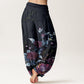 Cotton Blooming Roses Pattern Women's Elastic Waist Harem Pants