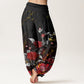 Cotton Blooming Roses Pattern Women's Elastic Waist Harem Pants