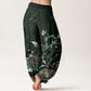 Cotton Blooming Roses Pattern Women's Elastic Waist Harem Pants
