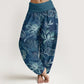 Cotton Casual Floral Leaves Women's Elastic Waist Harem Pants