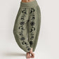 Cotton Dharma Wheel Lotus OM Pattern Women's Elastic Waist Harem Pants