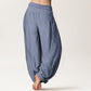 Cotton Dharma Wheel Lotus OM Pattern Women's Elastic Waist Harem Pants