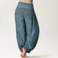 Cotton Casual Flowers Compass Design Women's Elastic Waist Harem Pants