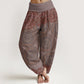 Cotton Casual Flowers Compass Design Women's Elastic Waist Harem Pants